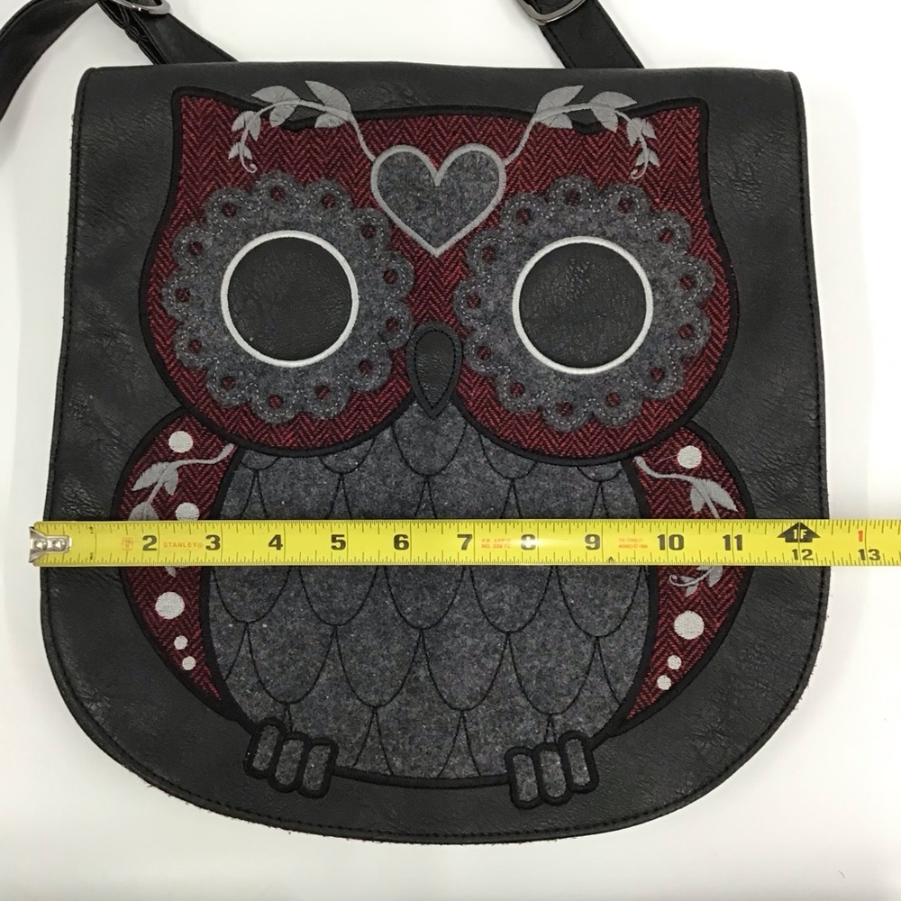 Loungefly Embroidered Patchwork Black Owl Crossbo… - image 7